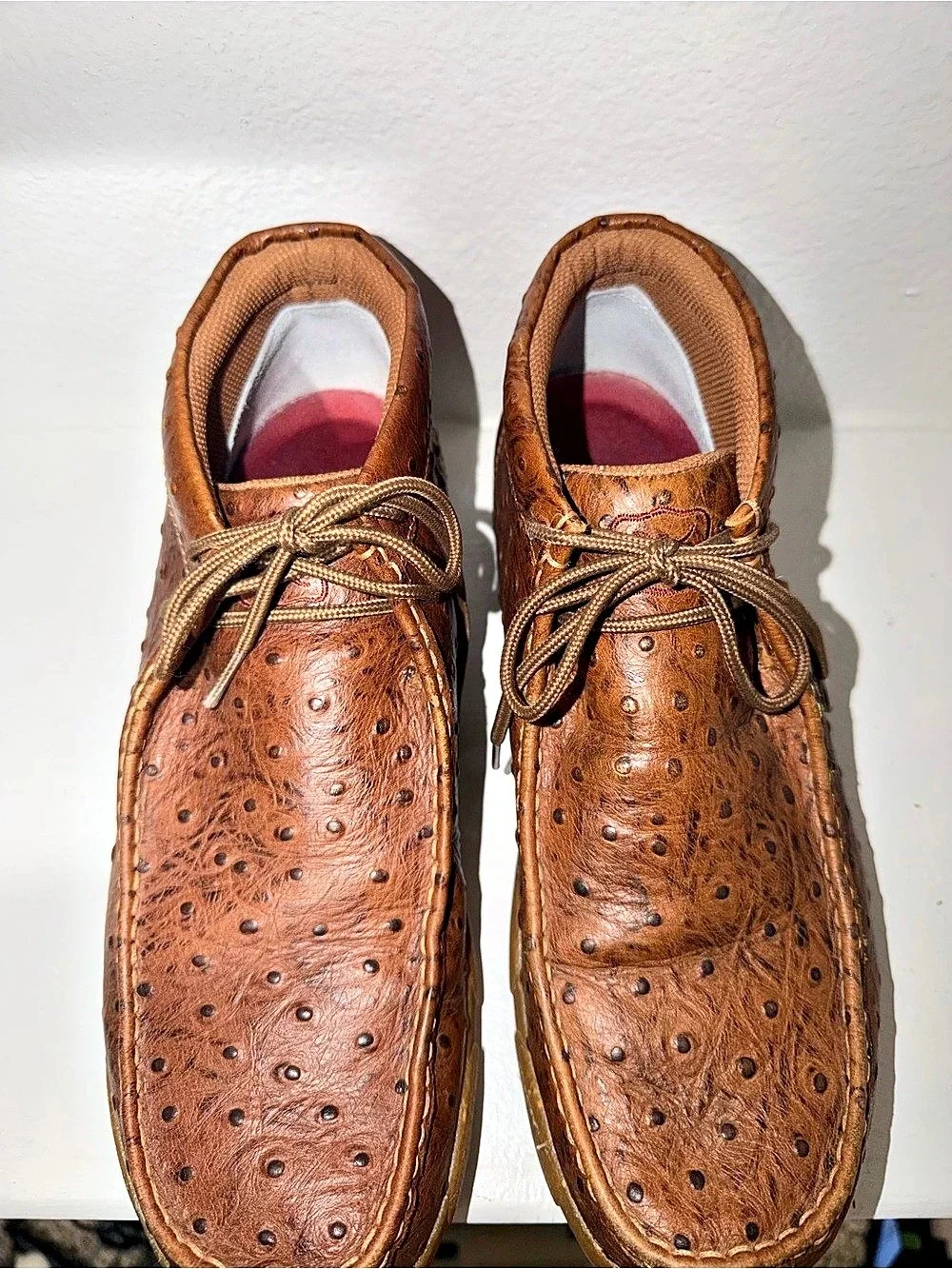 Twisted X Men's Chukka Driving Moc Brown Ostrich Boots US 11 .5 W